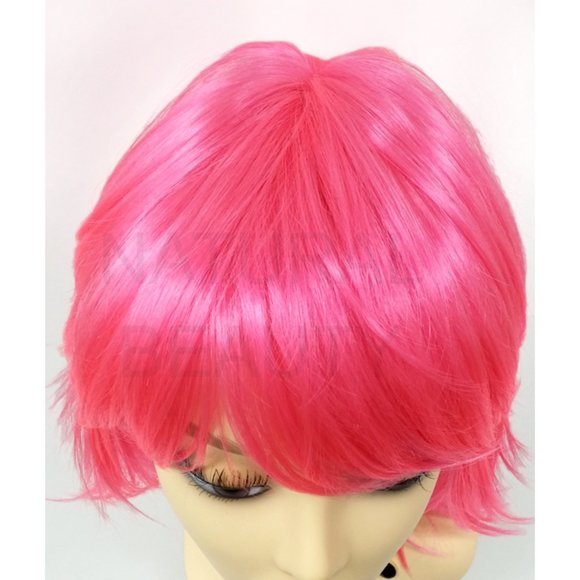 Hot pink layered shag wig 12\